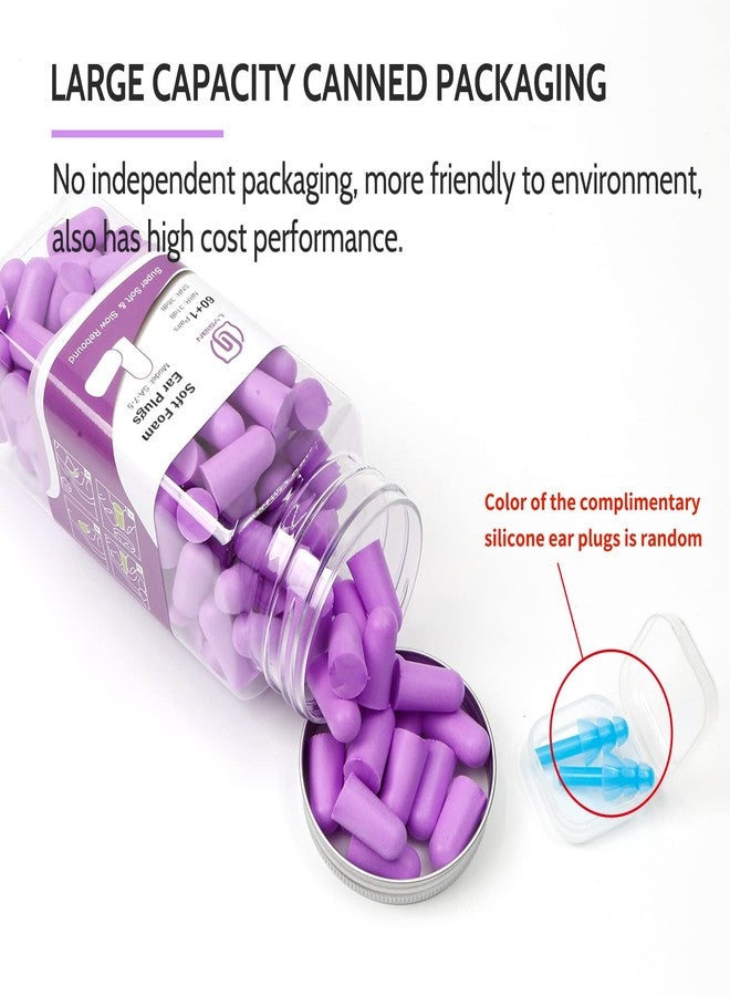 LYSIAN Ultra Soft Foam Earplugs Sleep - 38dB SNR Noise Cancelling Ear Plugs for Sleeping, Shooting, Snoring, Work Loud Sound Reduction- 60 Pairs Valued Pack,Purple - Image 3